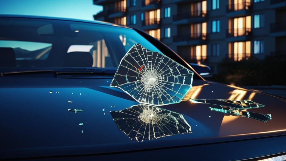 Стеклянный инцидент: кусок балкона повредил припаркованный автомобиль