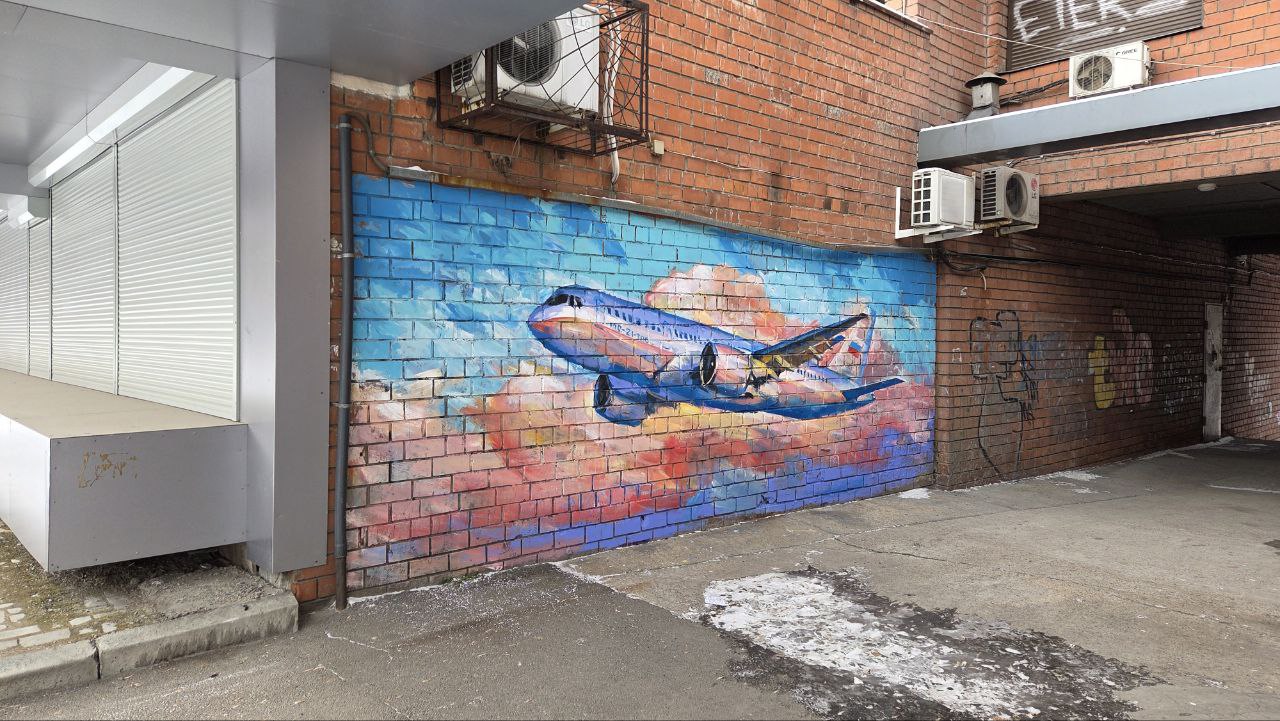 Заметили кое-что новенькое в городе И: на стенах одного из домов по улице Декабрьских Событий нарисовали стрит-арты, посвященные отечественной авиации Заметили кое-что новенькое в городе И: на стенах одного из домов по улице Декабрьских Событий нарисовали стрит-арты, посвященные отечественной авиации