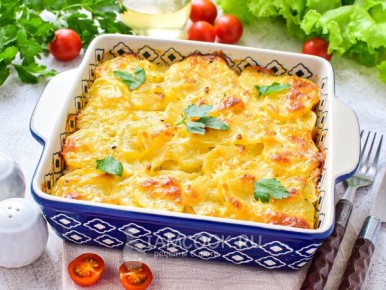 Семейная радость на ужин: гратен из картофеля с курицей