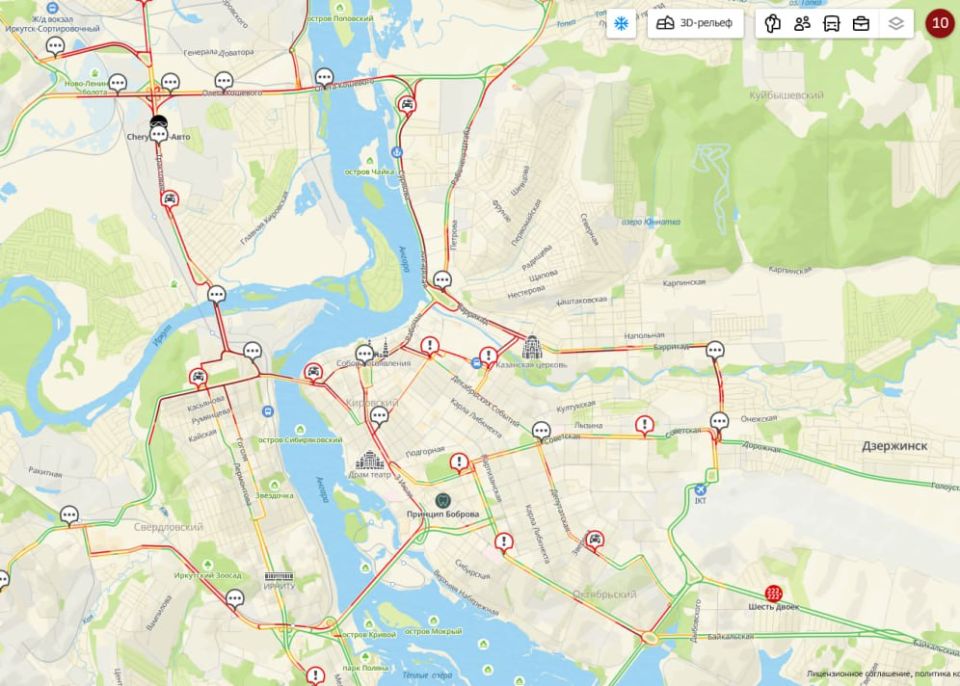 Почти весь день в Иркутске пробки