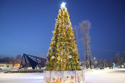 Доброй ночи, Иркутск!. В этом году новогодняя ёлка в Комсомольском парке украшена детскими игрушками в авиационной тематике