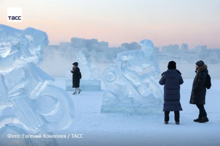 #архив_ТАСС_Сибирь. Горожане прогуливаются около ледяных скульптур
