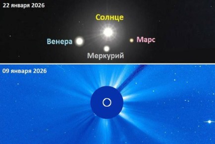 Полный парад ближайших к Земле планет — Меркурия, Венеры, Марса — соберется около Солнца