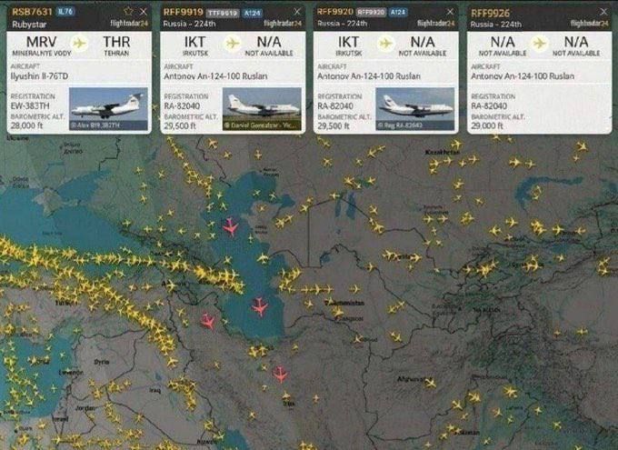 Между тем в Иран из России прибыли три (!) военно-транспортных самолета Ан-124-100 (из них два из Иркутска) и один Ил-76ТД
