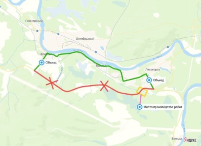 Ограничение движения будет действовать на участке автомобильной дороги Тайшет – Чуна – Братск с 96 по 108 километр в Чунском районе с 14 по 24 апреля