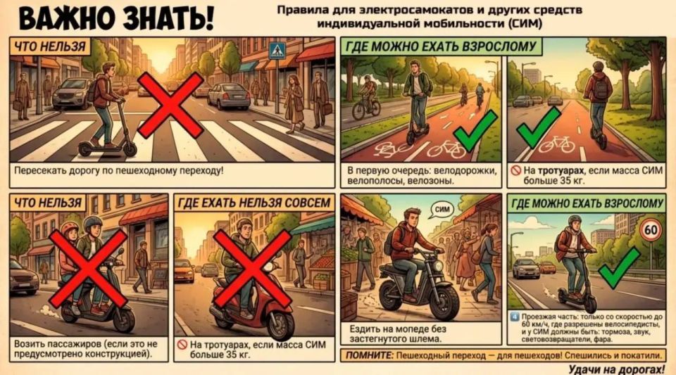 Важные правила для владельцев электросамокатов и других СИМ! Важные правила для владельцев электросамокатов и других СИМ!