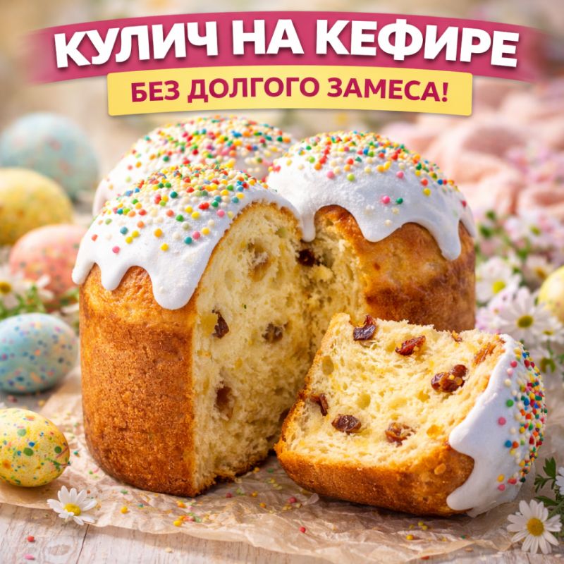 Кулич на кефире: просто, быстро и вкусно для Пасхи