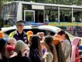 «Агитбригаду» и автобус Госавтоинспекции встречают в оздоровительном лагере «Олхинский» в Шелеховском районе