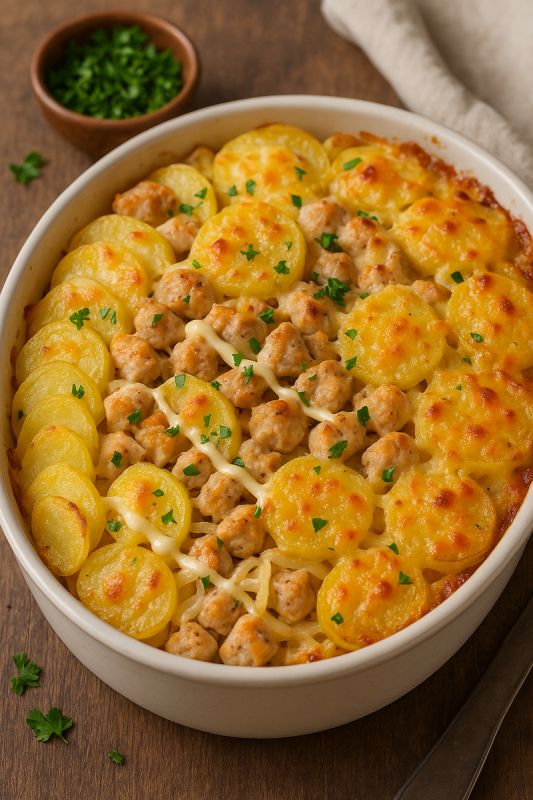 Легкий и сытный ужин: картофель с курицей в запеканке по-генеральски