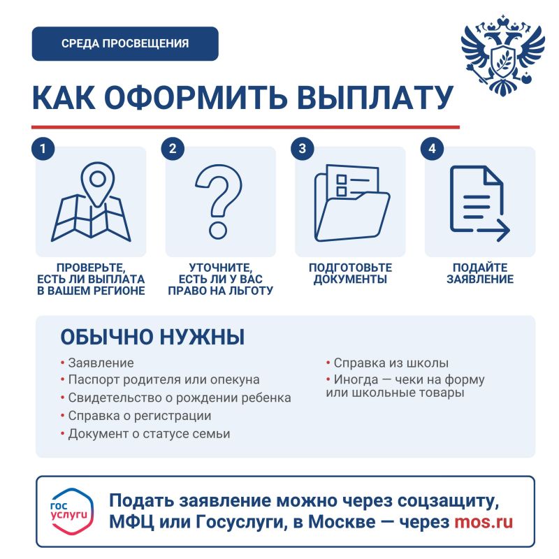 Школьные выплаты: успейте оформить помощь к новому учебному году Школьные выплаты: успейте оформить помощь к новому учебному году