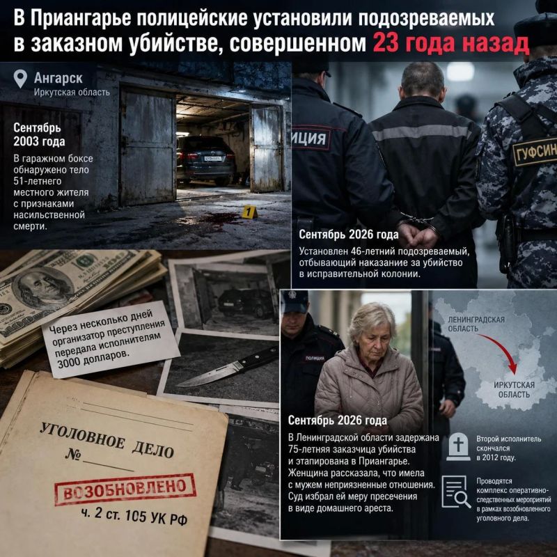 В Приангарье полицейские установили подозреваемых в заказном убийстве, совершенном 23 года назад