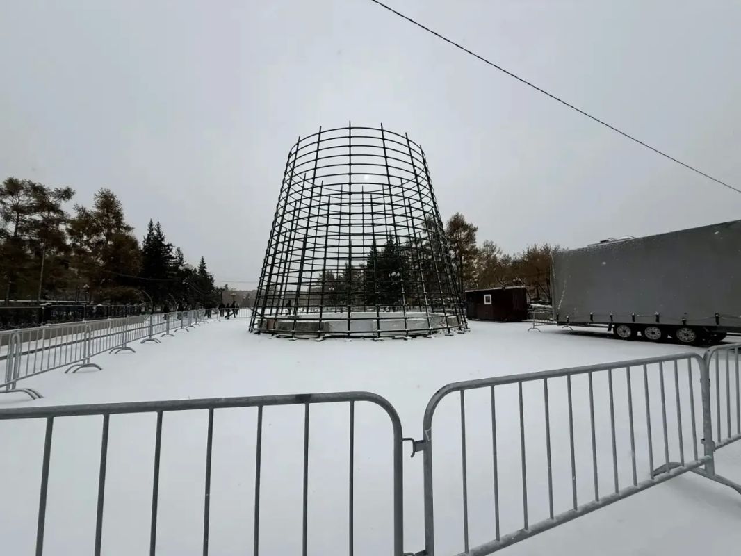 В сквере Кирова уже начали устанавливать главную городскую елку В сквере Кирова уже начали устанавливать главную городскую елку